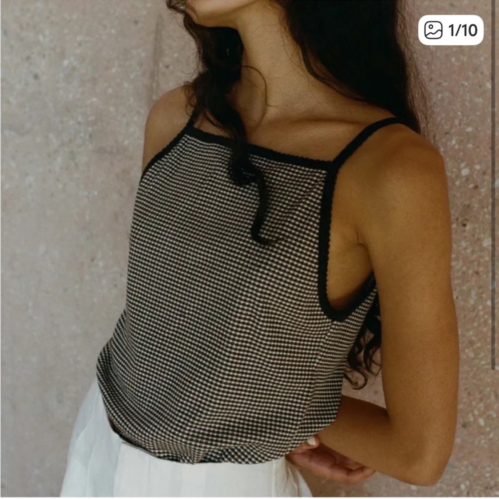 Doen Angie tank in noir la maddalena gingham